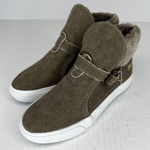 Blowfish Shoes - Blowfish Womens Sahara Dark Brown Canvas Faux Fur High Top Size 6 Casual Shoes